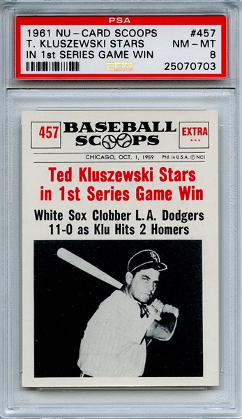 1961 Nu-Card Scoops 457 Ted Kluszewski PSA NM-MT 8