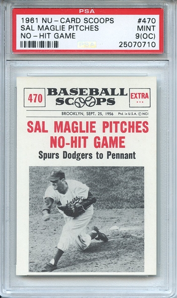 1961 Nu-Card Scoops 470 Sal Maglie PSA MINT 9 (OC)