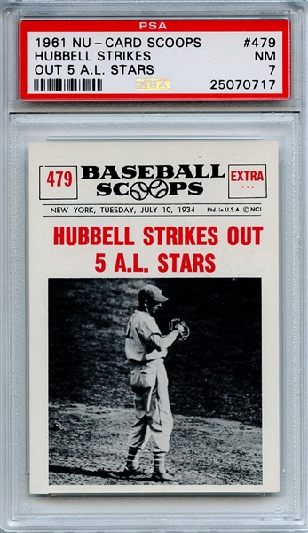 1961 Nu-Card Scoops 479 Carl Hubbell PSA NM 7