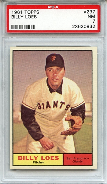 1961 Topps 237 Billy Loes PSA NM 7