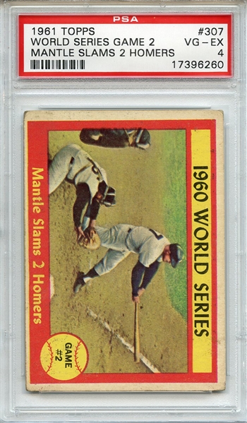 1961 Topps 307 World Series Game 2 Mickey Mantle PSA VG-EX 4