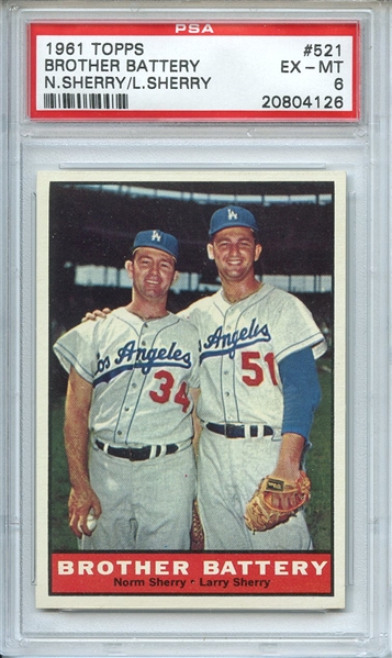 1961 Topps 521 Brother Battery PSA EX-MT 6