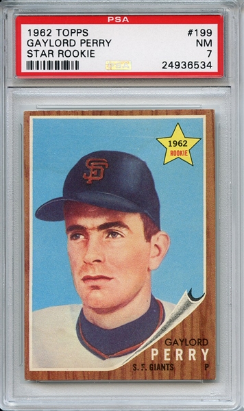 1962 Topps 199 Gaylord Perry RC PSA NM 7