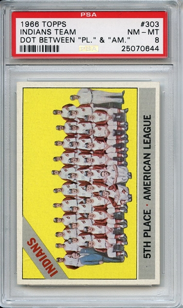 1966 Topps 303 Cleveland Indians Team PSA NM-MT 8