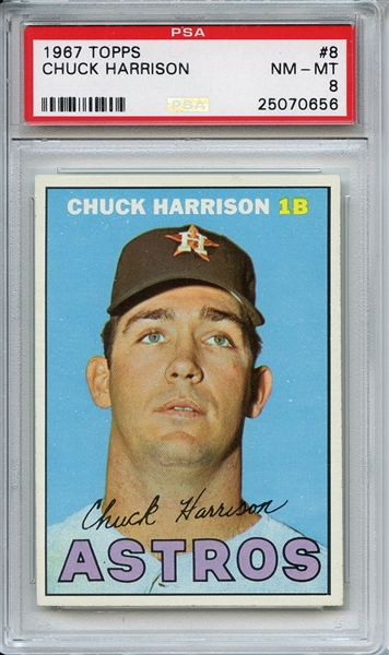 1967 Topps 8 Chuck Harrison PSA NM-MT 8