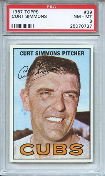 1967 Topps 39 Curt Simmons PSA NM-MT 8