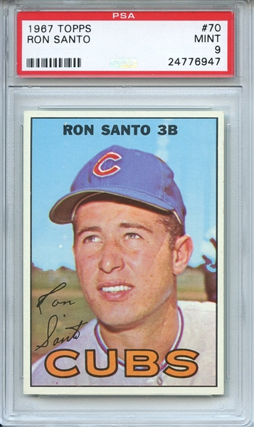 1967 Topps 70 Ron Santo PSA MINT 9