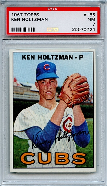 1967 Topps 185 Ken Holtzman PSA NM 7
