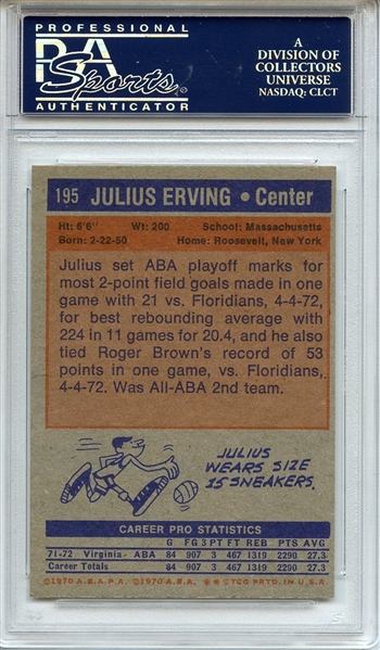 1972 Topps 195 Julius Erving RC PSA NM-MT 8