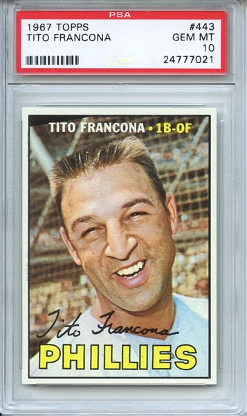 1967 Topps 443 Tito Francona PSA GEM MT 10
