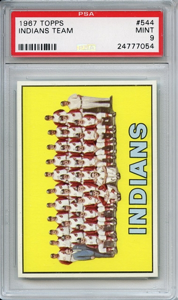 1967 Topps 544 Cleveland Indians Team PSA MINT 9