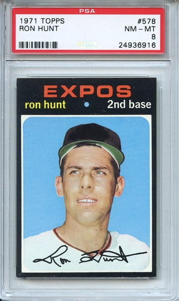 1971 Topps 578 Ron Hunt PSA NM-MT 8