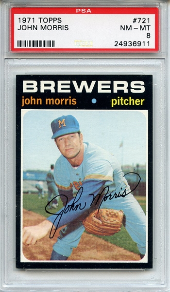 1971 Topps 721 John Morris PSA NM-MT 8