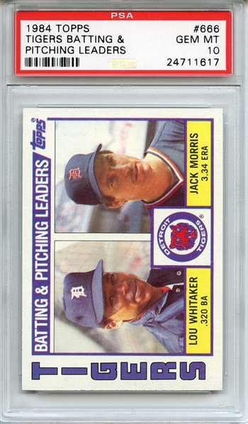 1984 Topps 666 Tigers Batting & Pitching Leaders PSA GEM MT 10
