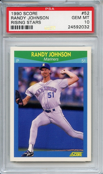 1990 Score Rising Stars 52 Randy Johnson PSA GEM MT 10 (Chipped Case)