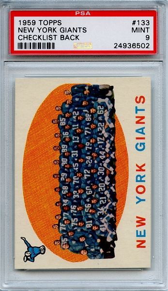 1959 Topps 133 New York Giants Team PSA MINT 9
