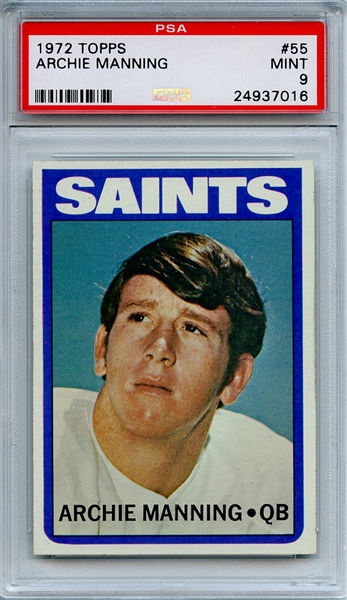 1972 Topps 55 Archie Manning RC PSA MINT 9