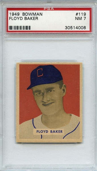 1949 Bowman 119 Floyd Baker PSA NM 7