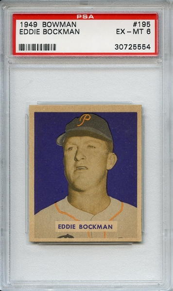 1949 Bowman 195 Eddie Bockman PSA EX-MT 6