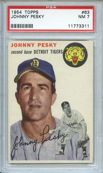 1954 Topps 63 Johnny Pesky PSA NM 7