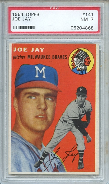 1954 Topps 141 Joe Jay PSA NM 7