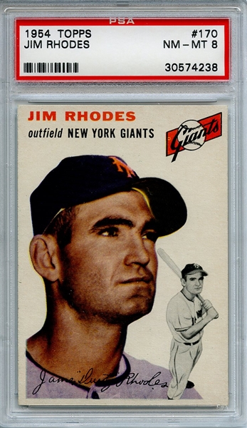 1954 Topps 170 Jim Rhodes PSA NM-MT 8