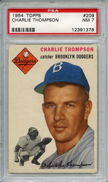 1954 Topps 209 Charlie Thompson PSA NM 7