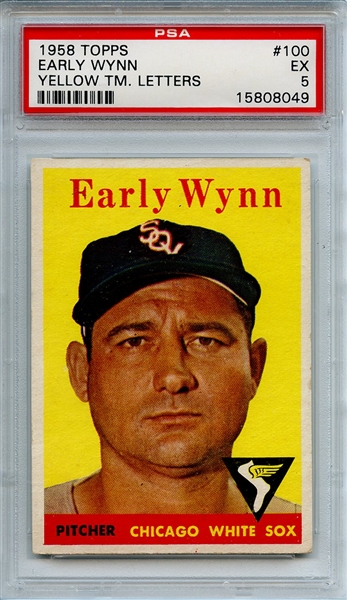 1958 Topps 100 Early Wynn Yellow Team Letters PSA EX 5