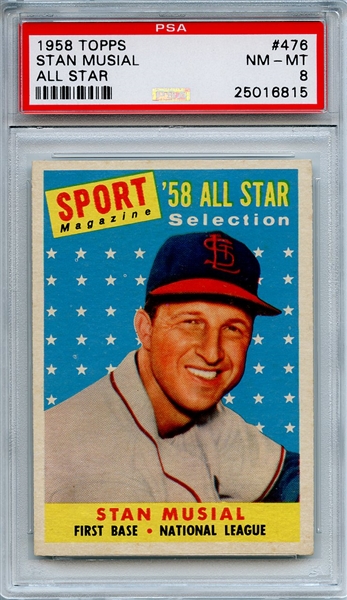 1958 Topps 476 Stan Musial All Star PSA NM-MT 8
