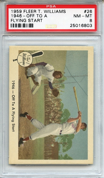 1959 Fleer Ted Williams 26 Off to a Flying Start PSA NM-MT 8