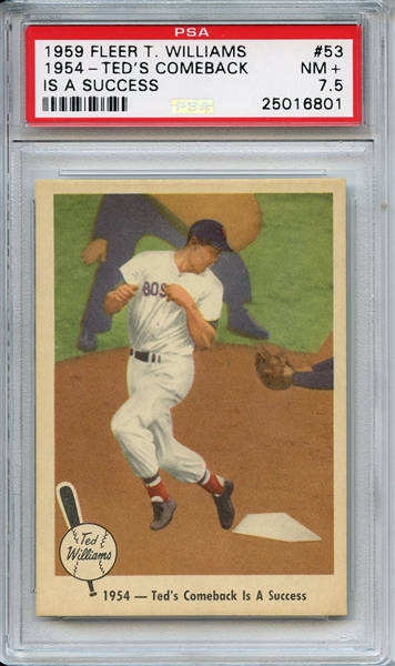 1959 Fleer Ted Williams 53 Comback a Success PSA NM+ 7.5