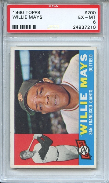 1960 Topps 200 Willie Mays PSA EX-MT 6