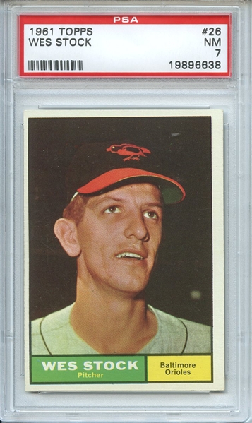 1961 Topps 26 Wes Stock PSA NM 7