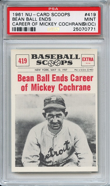 1961 Nu-Card Scoops 419 Mickey Cochrane PSA MINT 9 (OC)