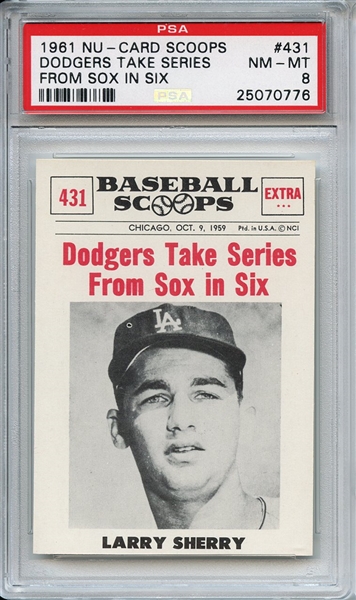 1961 Nu-Card Scoops 431 Larry Sherry PSA NM-MT 8