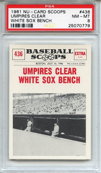 1961 Nu-Card Scoops 436 Umpires Clear White Sox Bench PSA NM-MT 8