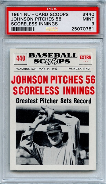 1961 Nu-Card Scoops 440 Walter Johnson PSA MINT 9