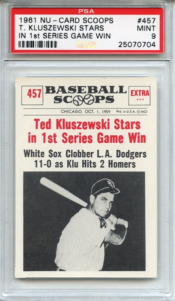 1961 Nu-Card Scoops 457 Ted Kluszewski PSA MINT 9