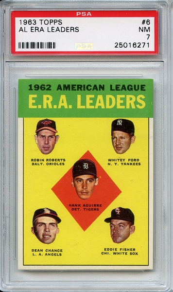 1963 Topps 6 AL ERA Leaders Roberts Ford PSA NM 7
