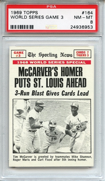 1969 Topps 164 World Series Game 3 Tim McCarver PSA NM-MT 8