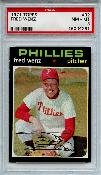 1971 Topps 92 Fred Wenz PSA NM-MT 8