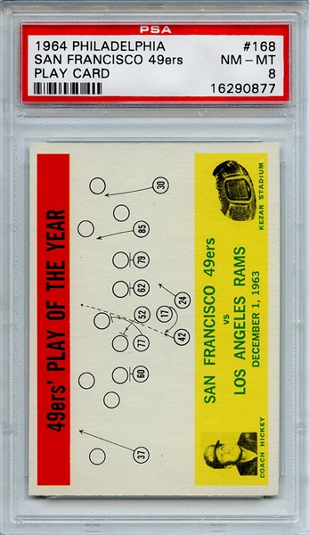 1964 Philadelphia 168 San Francisco 49ers Play Card PSA NM-MT 8
