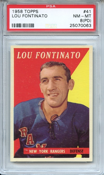 1958 Topps 41 Lou Fontinato PSA NM-MT 8 (PD)