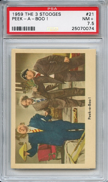 1959 The 3 Stoogges 21 Peek-A-Boo! PSA NM+ 7.5