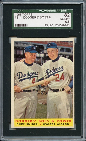 1958 Topps 314 Dodgers' Boss & Power Duke Snider SGC EX/MT+ 82 / 6.5