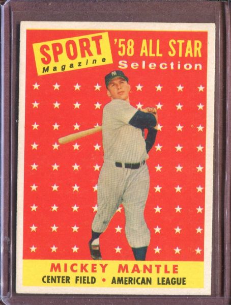 1958 Topps 487 Mickey Mantle AS TP EX-MT #D123705