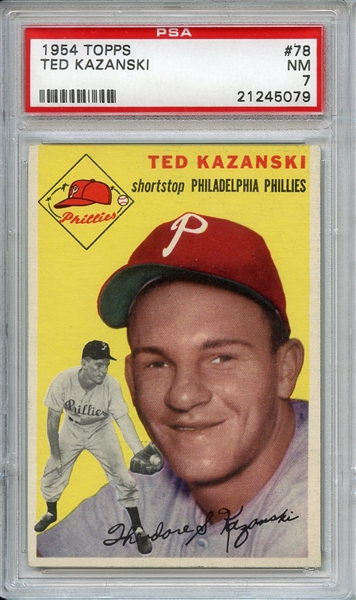 1954 Topps 78 Ted Kazanski PSA NM 7