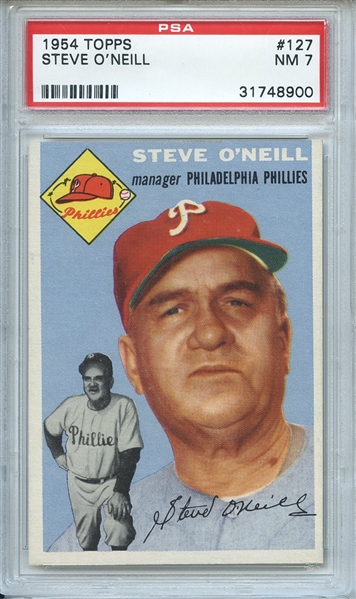 1954 Topps 127 Steve O'Neill PSA NM 7