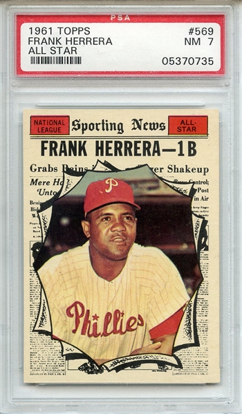 1961 Topps 569 Frank Herrera All Star PSA NM 7