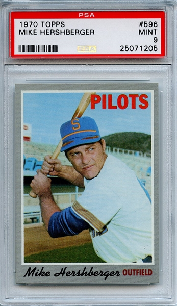 1970 Topps 596 Mike Hershberger PSA MINT 9